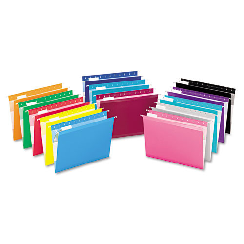 Colored Reinforced Hanging Folders, Legal Size, 1/5-cut Tab, Yellow, 25/box