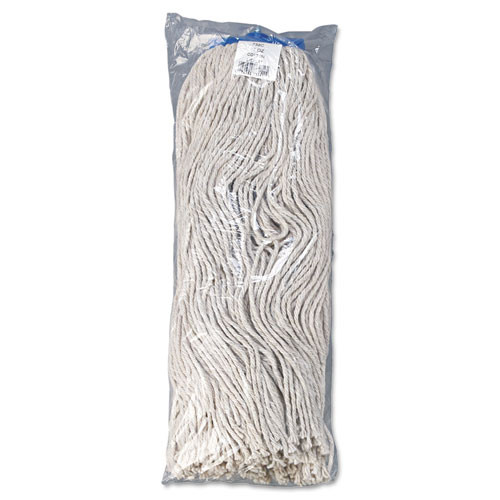 Mop Head, Economical Lie-flat Head, Cotton Fiber, 32oz, White, 12/carton Mop Head, Economical Lie-flat Head, Cotton Fiber, 32oz, White, 12/carton