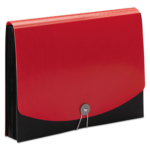 12-pocket Poly Expanding File, 0.88" Expansion, 12 Sections, 1/6-cut Tab, Letter Size, Black/red