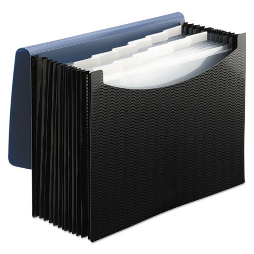 12-pocket Poly Expanding File, 0.88" Expansion, 12 Sections, 1/6-cut Tab, Letter Size, Black/blue