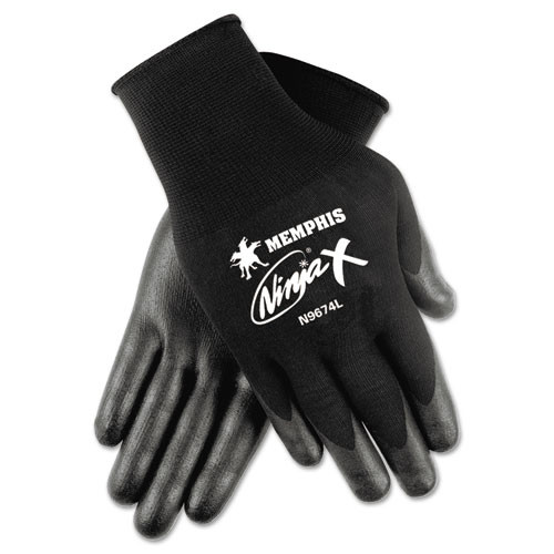 Ninja X Bi-polymer Coated Gloves, Large, Black, Pair Ninja X Bi-polymer Coated Gloves, Large, Black, Pair