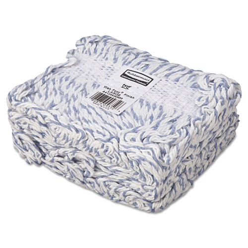 Web Foot Finish Mop, Cotton/synthetic, White, Large, 1" White Headband, 6/carton