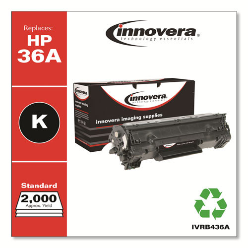 Remanufactured Black Toner, Replacement For 36a (cb436a), 2,000 Page-yield Remanufactured Black Toner, Replacement For 36a (cb436a), 2,000 Page-yield