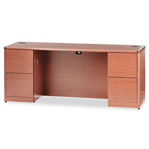 10700 Kneespace Credenza, Full Height Pedestals, 72w X 24d X 29.5h, Cognac