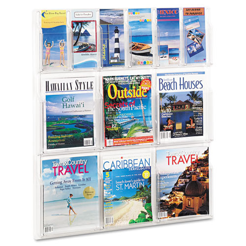 Reveal Clear Literature Displays, 18 Compartments, 30w X 2d X 45h, Clear Reveal Clear Literature Displays, 18 Compartments, 30w X 2d X 45h, Clear