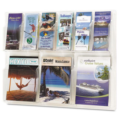 Reveal Clear Literature Displays, 18 Compartments, 30w X 2d X 45h, Clear Reveal Clear Literature Displays, 18 Compartments, 30w X 2d X 45h, Clear