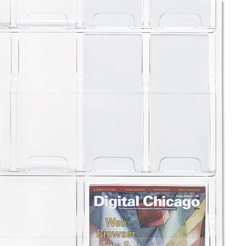 Reveal Clear Literature Displays, 18 Compartments, 30w X 2d X 45h, Clear Reveal Clear Literature Displays, 18 Compartments, 30w X 2d X 45h, Clear