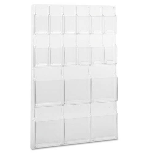 Reveal Clear Literature Displays, 18 Compartments, 30w X 2d X 45h, Clear Reveal Clear Literature Displays, 18 Compartments, 30w X 2d X 45h, Clear