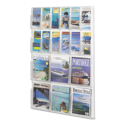 Reveal Clear Literature Displays, 18 Compartments, 30w X 2d X 45h, Clear Reveal Clear Literature Displays, 18 Compartments, 30w X 2d X 45h, Clear