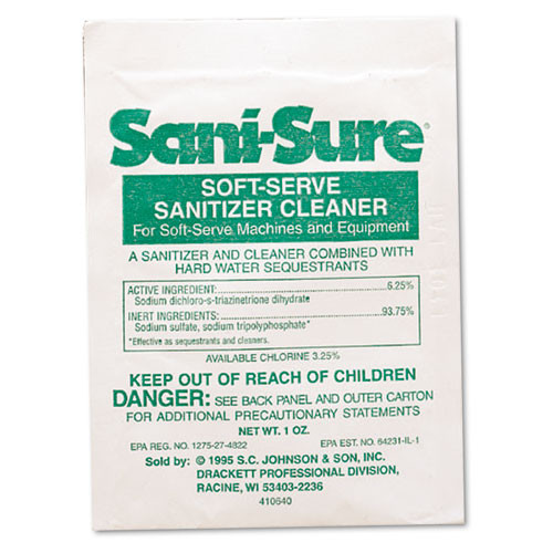 Sani Sure Soft Serve Sanitizer And Cleaner, Powder, 1 Oz Packet, 100/carton Sani Sure Soft Serve Sanitizer And Cleaner, Powder, 1 Oz Packet, 100/carton