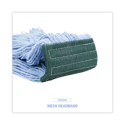 Mop Head, Premium Standard Head, Cotton/rayon Fiber, Medium, Blue, 12/carton