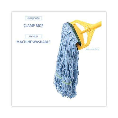 Mop Head, Premium Standard Head, Cotton/rayon Fiber, Medium, Blue, 12/carton