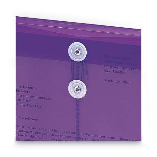 Poly String And Button Interoffice Envelopes, Top Load, String And Button Closure, 9.75 X 11.63, Transparent Purple, 5/pack Poly String And Button Interoffice Envelopes, Top Load, String And Button Closure, 9.75 X 11.63, Transparent Purple, 5/pack