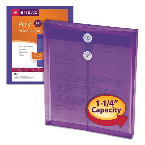 Poly String And Button Interoffice Envelopes, Top Load, String And Button Closure, 9.75 X 11.63, Transparent Purple, 5/pack Poly String And Button Interoffice Envelopes, Top Load, String And Button Closure, 9.75 X 11.63, Transparent Purple, 5/pack
