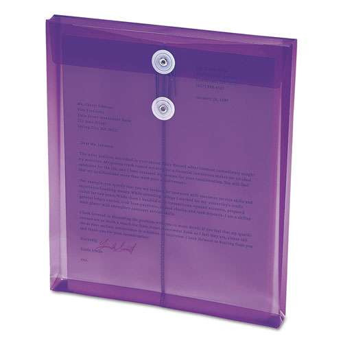 Poly String And Button Interoffice Envelopes, Top Load, String And Button Closure, 9.75 X 11.63, Transparent Purple, 5/pack Poly String And Button Interoffice Envelopes, Top Load, String And Button Closure, 9.75 X 11.63, Transparent Purple, 5/pack