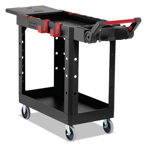 Heavy Duty Adaptable Utility Cart, 2 Shelves, 17.8w X 46.2d X 36h, Black Heavy Duty Adaptable Utility Cart, 2 Shelves, 17.8w X 46.2d X 36h, Black