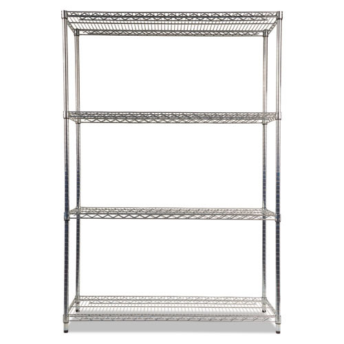 Nsf Certified Industrial 4-shelf Wire Shelving Kit, 48w X 18d X 72h, Silver Nsf Certified Industrial 4-shelf Wire Shelving Kit, 48w X 18d X 72h, Silver