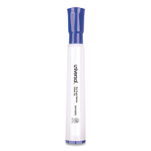 Dry Erase Marker, Broad Chisel Tip, Blue, Dozen