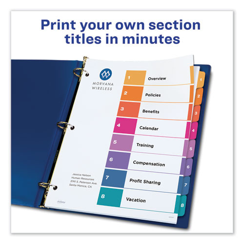Customizable Toc Ready Index Multicolor Dividers, 8-tab, Letter, 6 Sets Customizable Toc Ready Index Multicolor Dividers, 8-tab, Letter, 6 Sets