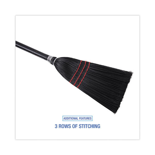 Flag Tipped Poly Lobby Brooms, Flag Tipped Poly Bristles, 38" Overall Length, Natural/black, 12/carton Flag Tipped Poly Lobby Brooms, Flag Tipped Poly Bristles, 38" Overall Length, Natural/black, 12/carton