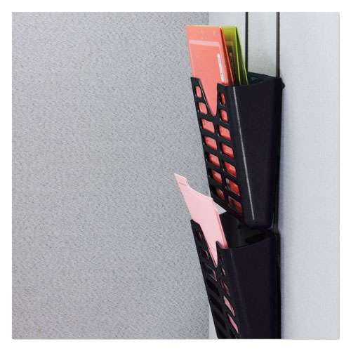 Verticalmate Cubicle Wall File Pocket, 3 Sections, Letter Size, 13.5" X 6" X 28", Charcoal, 3/pack