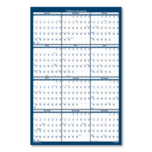 Recycled Poster Style Reversible/erasable Yearly Wall Calendar, 66 X 33, White/blue/gray Sheets, 12-month (jan To Dec): 2025 Recycled Poster Style Reversible/erasable Yearly Wall Calendar, 66 X 33, White/blue/gray Sheets, 12-month (jan To Dec): 2025