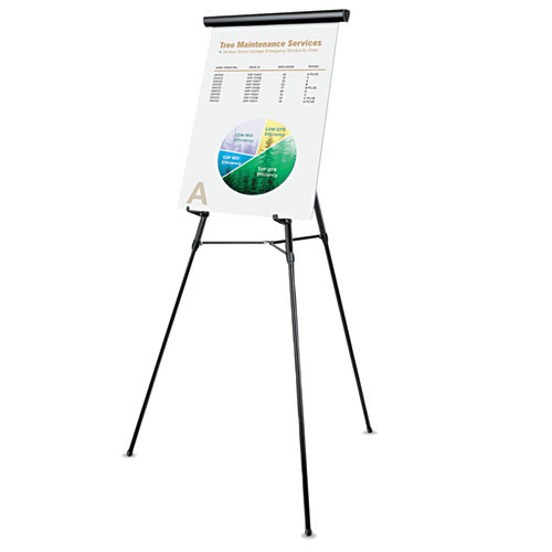3-leg Telescoping Easel With Pad Retainer, Adjusts 34" To 64", Aluminum, Black