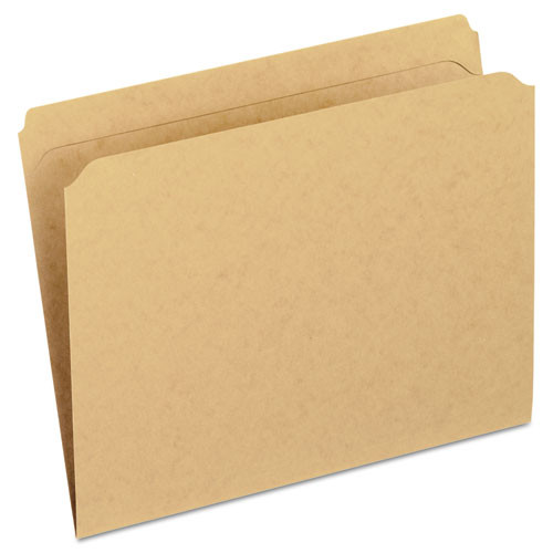Dark Kraft File Folders With Double-ply Top, Straight Tabs, Letter Size, 0.75" Expansion, Brown, 100/box