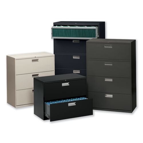 Brigade 600 Series Lateral File, 4 Legal/letter-size File Drawers, Black, 42" X 18" X 52.5" Brigade 600 Series Lateral File, 4 Legal/letter-size File Drawers, Black, 42" X 18" X 52.5"