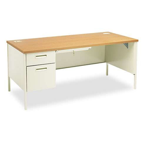 Metro Classic Series Right Pedestal "l" Workstation Desk, 66" X 30" X 29.5", Mocha/black