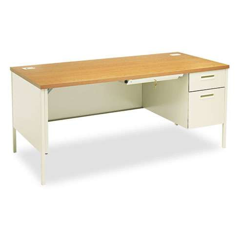Metro Classic Series Right Pedestal "l" Workstation Desk, 66" X 30" X 29.5", Mocha/black