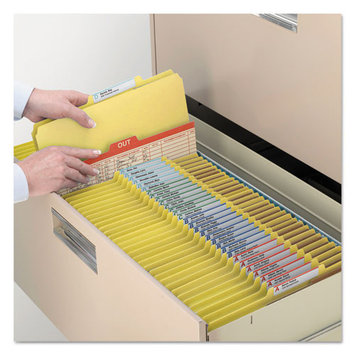 Eight-section Pressboard Top Tab Classification Folders With Safeshield Fasteners, 3 Dividers, Letter Size, Yellow, 10/box