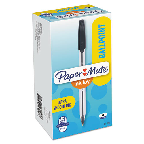 Inkjoy 50st Ballpoint Pen, Stick, Medium 1 Mm, Blue Ink, Clear Barrel, Dozen