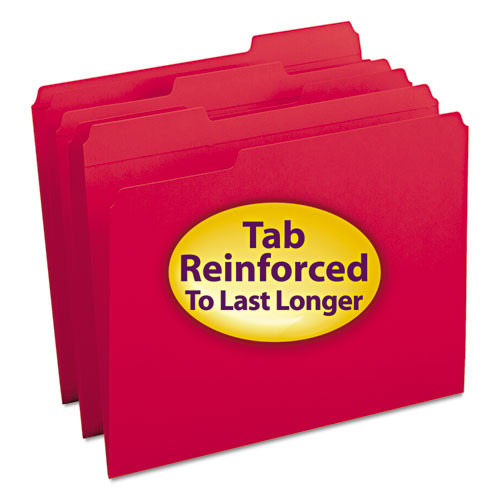 Reinforced Top Tab Colored File Folders, 1/3-cut Tabs: Assorted, Letter Size, 0.75" Expansion, Red, 100/box Reinforced Top Tab Colored File Folders, 1/3-cut Tabs: Assorted, Letter Size, 0.75" Expansion, Red, 100/box