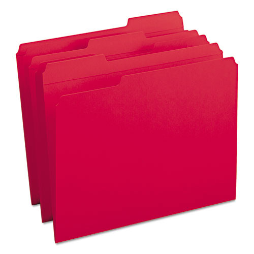 Reinforced Top Tab Colored File Folders, 1/3-cut Tabs: Assorted, Letter Size, 0.75" Expansion, Red, 100/box