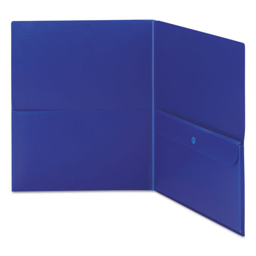 Poly Two-pocket Folder With Security Pocket, 11 X 8 1/2, Blue, 5/pack