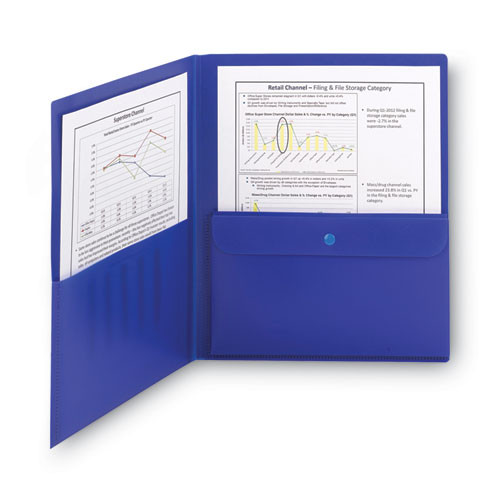 Poly Two-pocket Folder With Security Pocket, 11 X 8 1/2, Blue, 5/pack Poly Two-pocket Folder With Security Pocket, 11 X 8 1/2, Blue, 5/pack