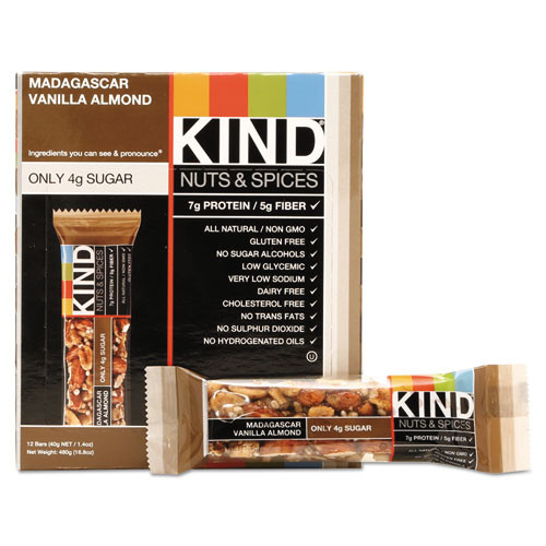 Nuts And Spices Bar, Madagascar Vanilla Almond, 1.4 Oz, 12/box Nuts And Spices Bar, Madagascar Vanilla Almond, 1.4 Oz, 12/box