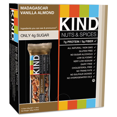 Nuts And Spices Bar, Madagascar Vanilla Almond, 1.4 Oz, 12/box Nuts And Spices Bar, Madagascar Vanilla Almond, 1.4 Oz, 12/box