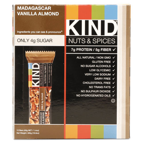 Nuts And Spices Bar, Madagascar Vanilla Almond, 1.4 Oz, 12/box Nuts And Spices Bar, Madagascar Vanilla Almond, 1.4 Oz, 12/box
