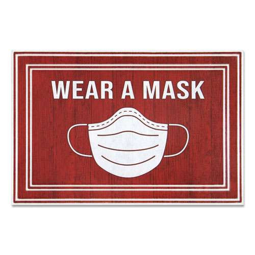Message Floor Mats, 24 X 36, Red/white, "wear A Mask" Message Floor Mats, 24 X 36, Red/white, "wear A Mask"