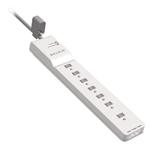 Home/office Surge Protector, 7 Outlets, 6 Ft Cord, 2320 Joules, White Home/office Surge Protector, 7 Outlets, 6 Ft Cord, 2320 Joules, White