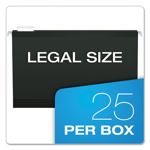 Colored Reinforced Hanging Folders, Legal Size, 1/5-cut Tab, Black, 25/box