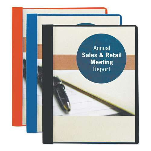Clear Front Report Cover, Double-prong Fastener, 0.5" Capacity, 8.5 X 11, Clear/dark Blue, 25/box