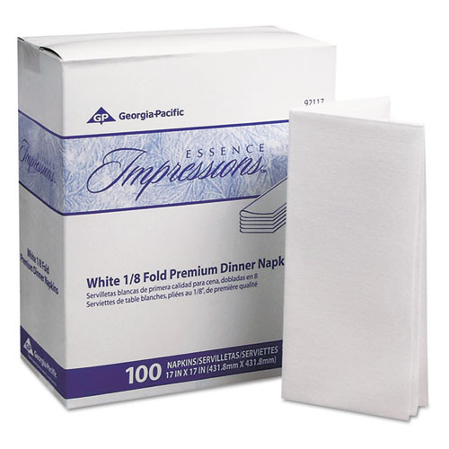 1/8-fold Linen-replacement Dinner Napkins, Two-ply, 17 X 17, White