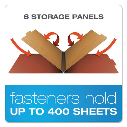Four-, Six-, And Eight-section Pressboard Classification Folders, 2 Dividers, Embedded Fasteners, Legal Size, Red, 10/box
