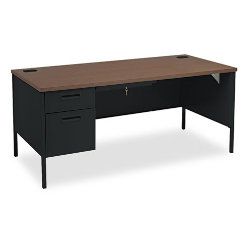 Metro Classic Series Left Pedestal "l" Workstation Desk, 66" X 30" X 29.5", Mahogany/charcoal Metro Classic Series Left Pedestal "l" Workstation Desk, 66" X 30" X 29.5", Mahogany/charcoal