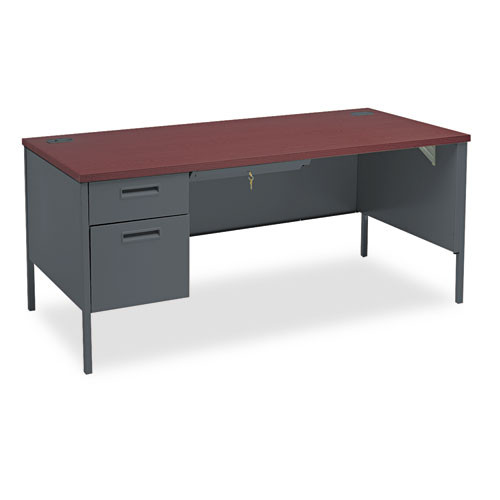 Metro Classic Series Left Pedestal "l" Workstation Desk, 66" X 30" X 29.5", Mahogany/charcoal Metro Classic Series Left Pedestal "l" Workstation Desk, 66" X 30" X 29.5", Mahogany/charcoal