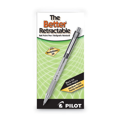 Better Ballpoint Pen, Retractable, Medium 1 Mm, Black Ink, Smoke Barrel, Dozen Better Ballpoint Pen, Retractable, Medium 1 Mm, Black Ink, Smoke Barrel, Dozen