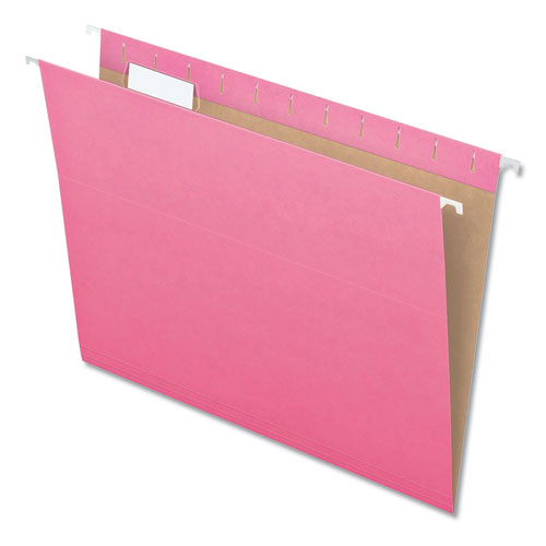 Colored Hanging Folders, Letter Size, 1/5-cut Tab, Pink, 25/box